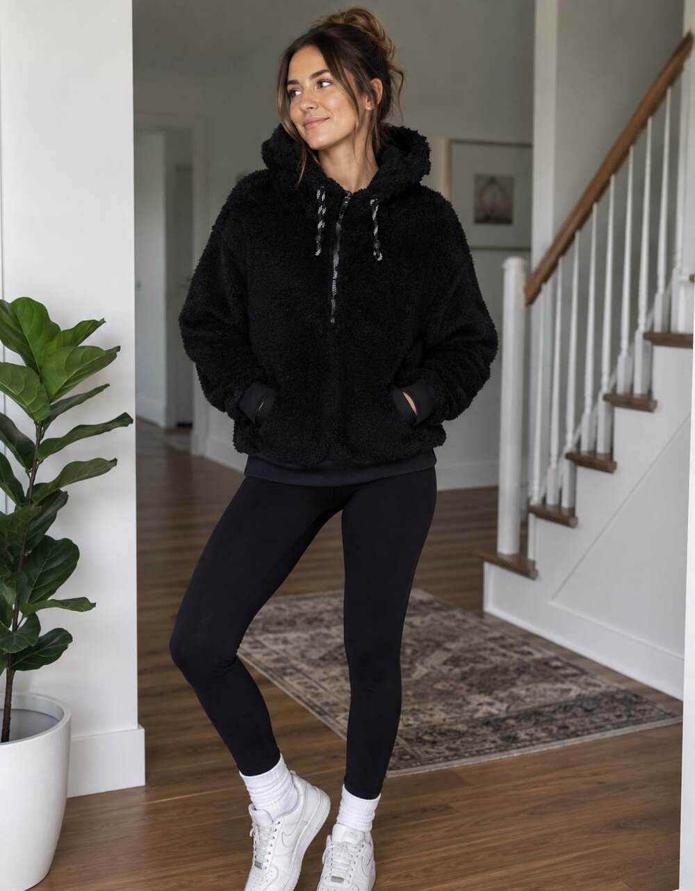 Lululemon Black Sherpa Fleece Half-Zip Pullover Hoodie best for small